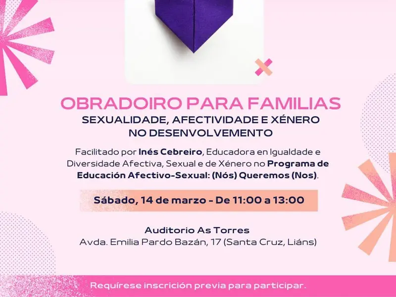 Obradoiro sobre sexualidad y afectividad para familias en Oleiros