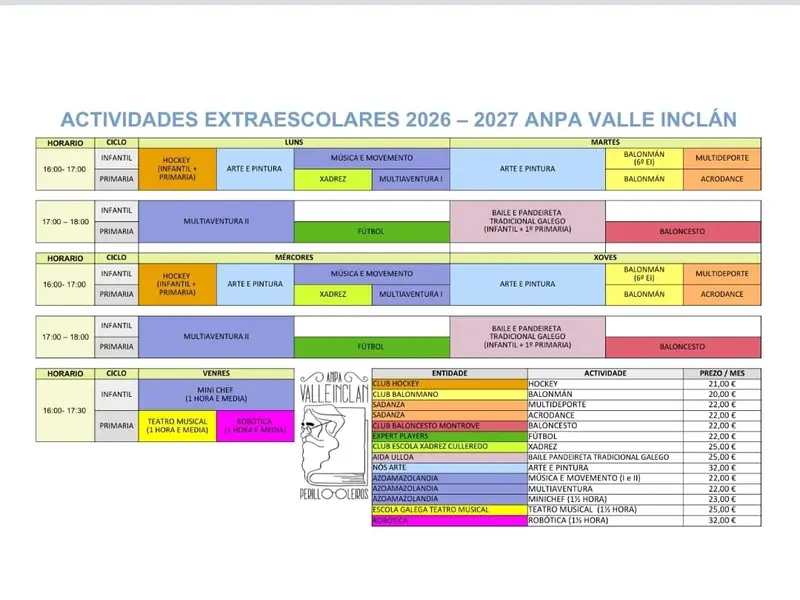 Abierto el plazo de inscripción para actividades extraescolares 2026-2027