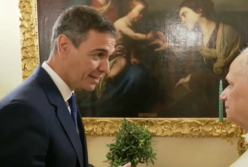 Sánchez obsequia un bonsái de olivo al Papa como símbolo de paz y sostenibilidad