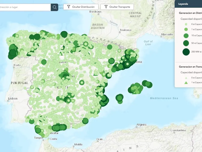 La CNMC publica mapas de capacidad disponible en redes eléctricas de España