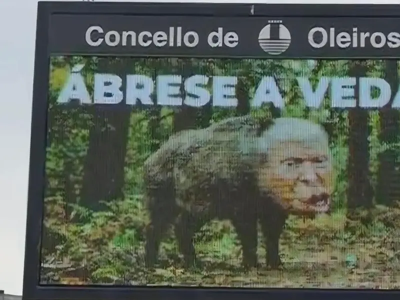 Oleiros relanza su polémica campaña comparando a Trump con un jabalí