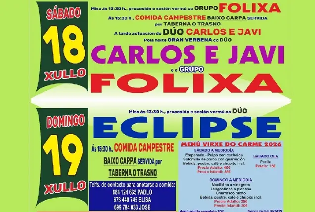 Oleiros se prepara para la Romería de la Virgen del Carmen los días 18 y 19 de julio