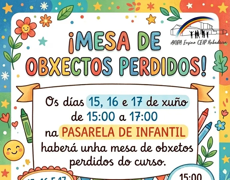 Última oportunidad para reclamar objetos perdidos en el CEIP de Rabadeira
