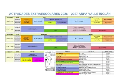 Abierto el plazo de inscripción para actividades extraescolares 2026-2027