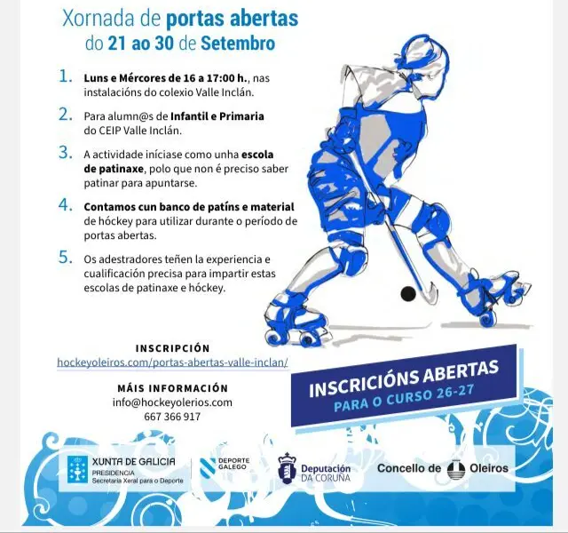 El Club Hockey Oleiros abre sus puertas para patinaje y hockey
